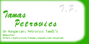 tamas petrovics business card